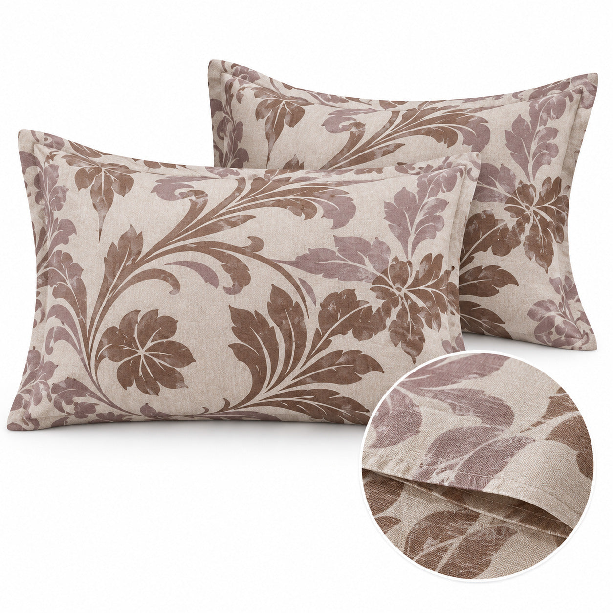 Aarniva 100% Cotton Two-Tone Damask Bedsheet Set | King | Soft & Breathable | Mocha Mauve | 200 TC | 4-Piece Set