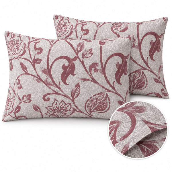 Aarniva 100% Cotton Floral Scroll Bedsheet Set | King | Soft & Breathable | Dusty Mauve | 200 TC | 4-Piece Set