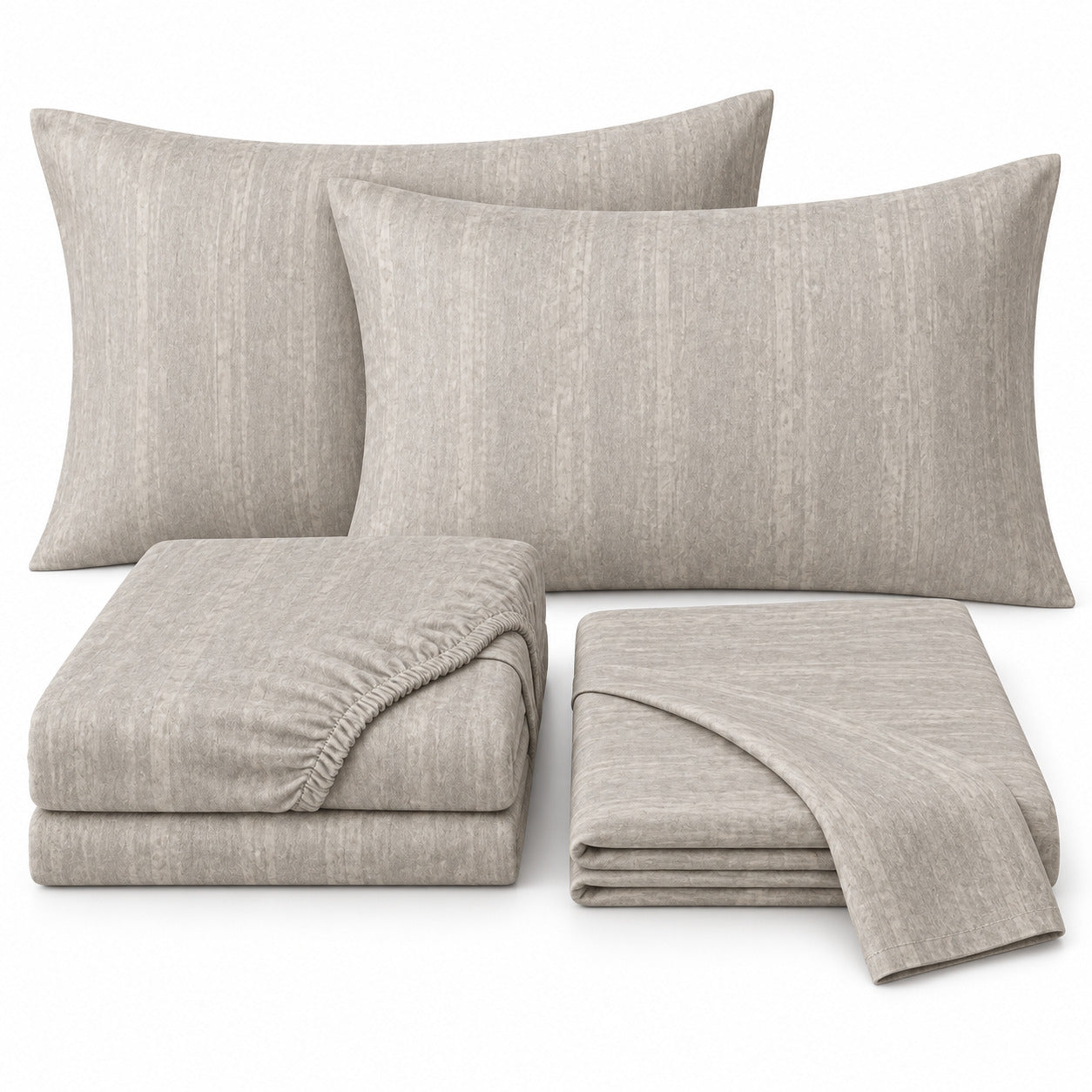 Aarniva 100% Cotton Textured Bedsheet Set | King | Soft & Breathable | Pearl Grey | 200 TC | 4-Piece Set