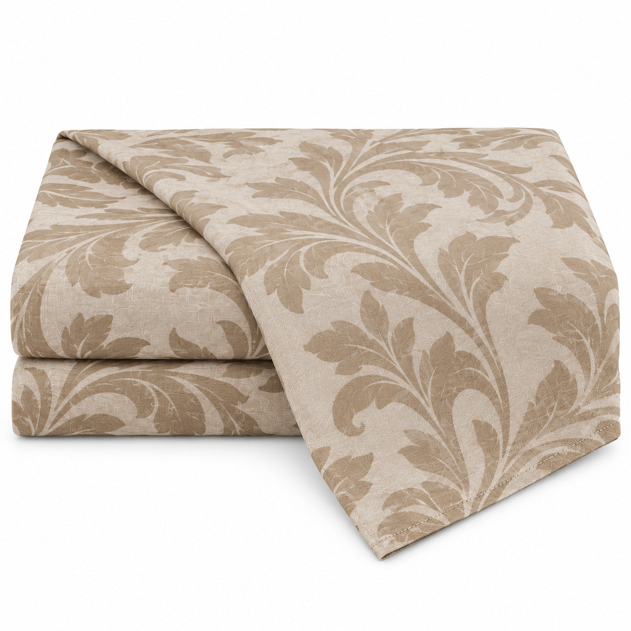 Aarniva 100% Cotton Damask Scroll Bedsheet Set | King | Soft & Breathable | Warm Taupe | 4-Piece Set
