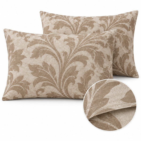 Aarniva 100% Cotton Damask Scroll Bedsheet Set | King | Soft & Breathable | Warm Taupe | 4-Piece Set