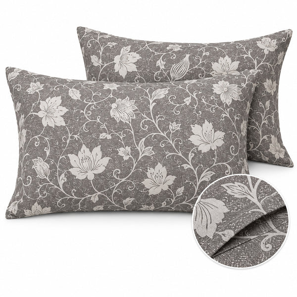 Aarniva 100% Cotton Floral Vine Bedsheet Set | King | Soft & Breathable | Stone Grey | 4-Piece Set