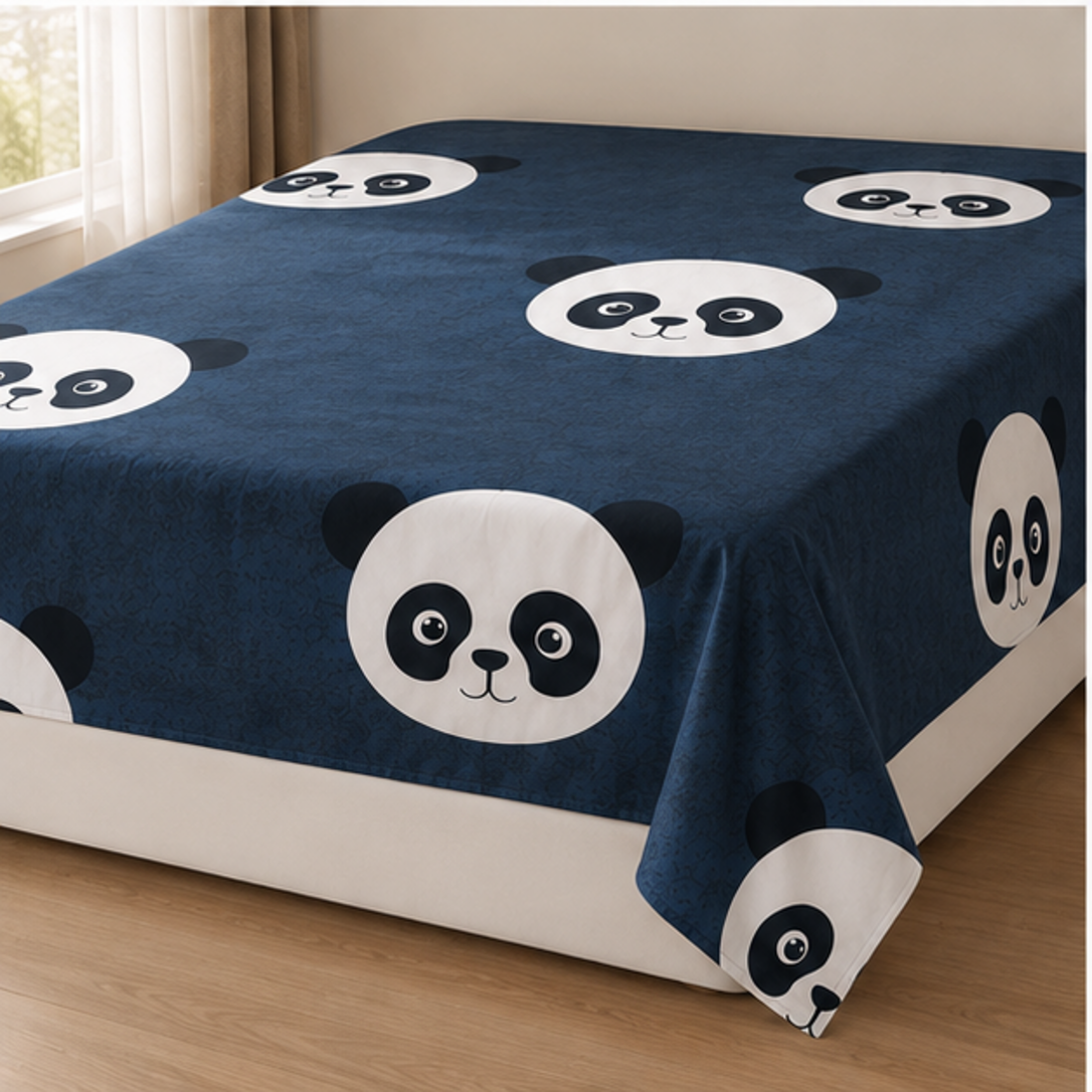 Aarniva Breathable Polyester Panda Pals Comforter Set | King/Queen | 250 GSM | Ultra-Soft & Cozy | Deep Sea | 5-Piece Set