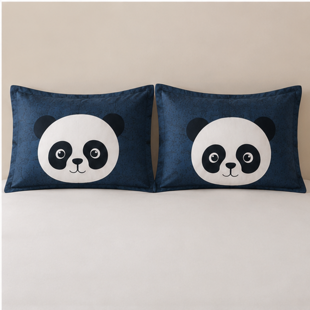 Aarniva Breathable Polyester Panda Pals Comforter Set | King/Queen | 250 GSM | Ultra-Soft & Cozy | Deep Sea | 5-Piece Set