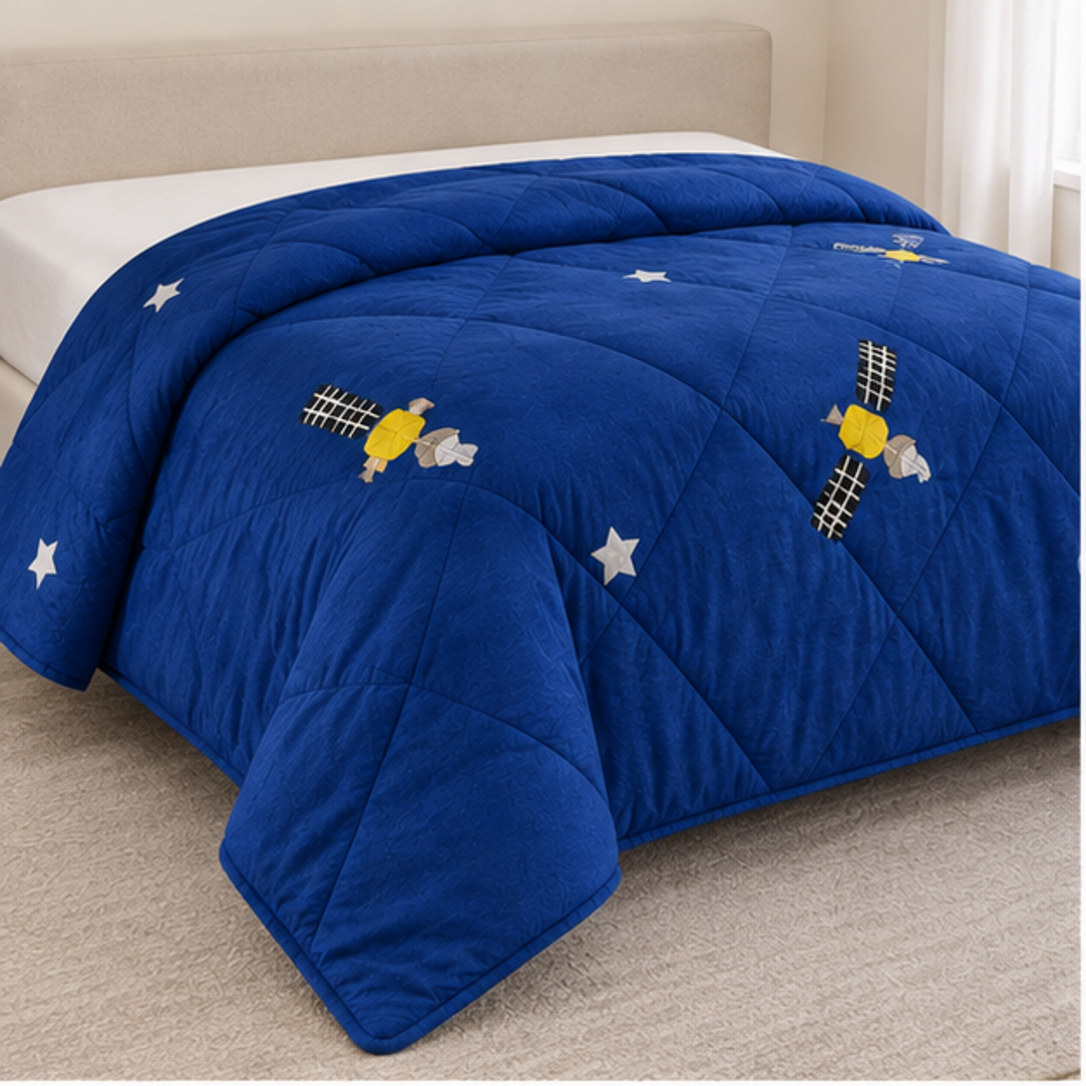 Aarniva Breathable Polyester Little Space Explorer Comforter Set | King/Queen | 250 GSM | Ultra-Soft & Cozy | Deep Sea | 5-Piece Set