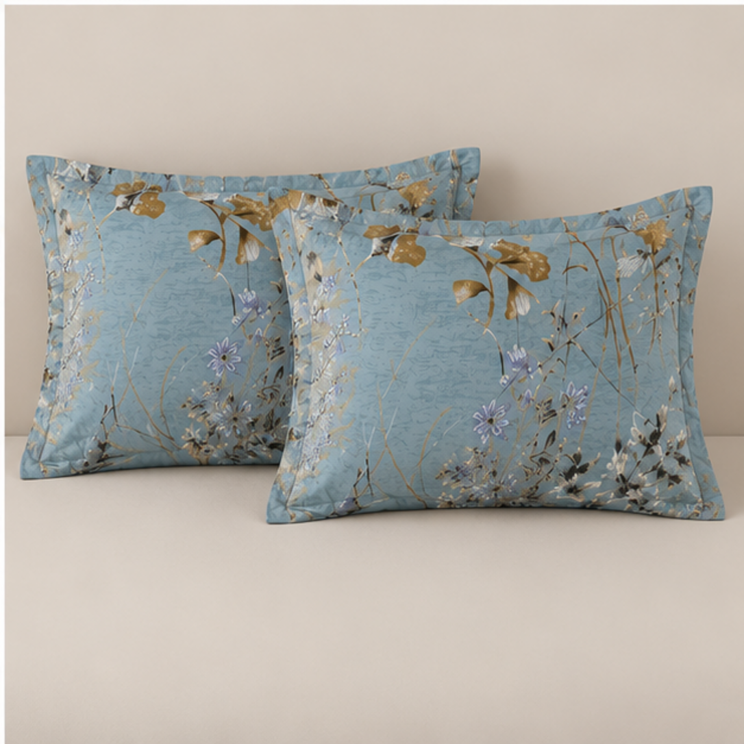 Aarniva Breathable Polyester Blue Wildflower Meadow Comforter Set | King/Queen | 250 GSM | Ultra-Soft & Cozy | Vintage Rose Garden | 5-Piece Set