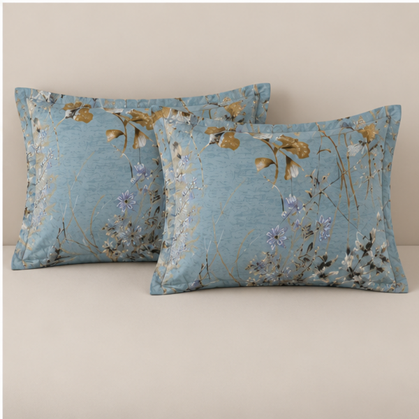 Aarniva Breathable Polyester Blue Wildflower Meadow Comforter Set | King/Queen | 250 GSM | Ultra-Soft & Cozy | Vintage Rose Garden | 5-Piece Set