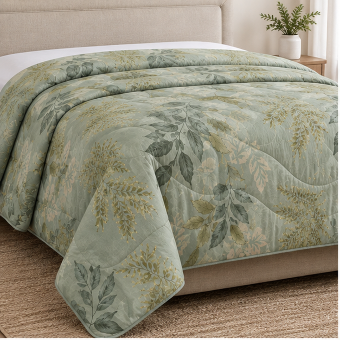 Aarniva Breathable Polyester Sage Botanical Garden Comforter Set | King/Queen | 250 GSM | Ultra-Soft & Cozy | Vintage Rose Garden | 5-Piece Set