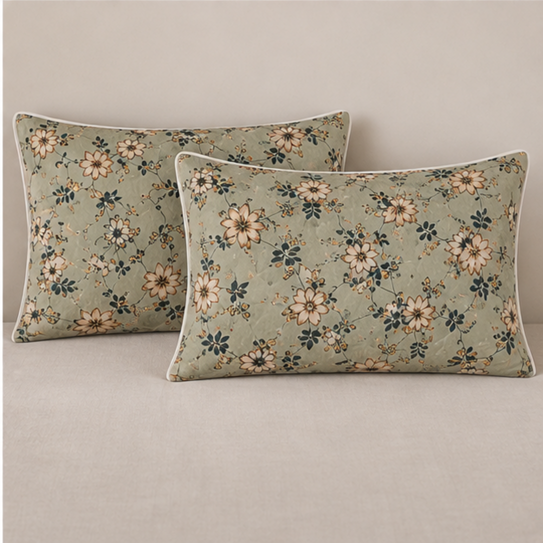 Aarniva Breathable Polyester Sage Blossom Vine Comforter Set | King/Queen | 250 GSM | Ultra-Soft & Cozy | Vintage Rose Garden | 5-Piece Set