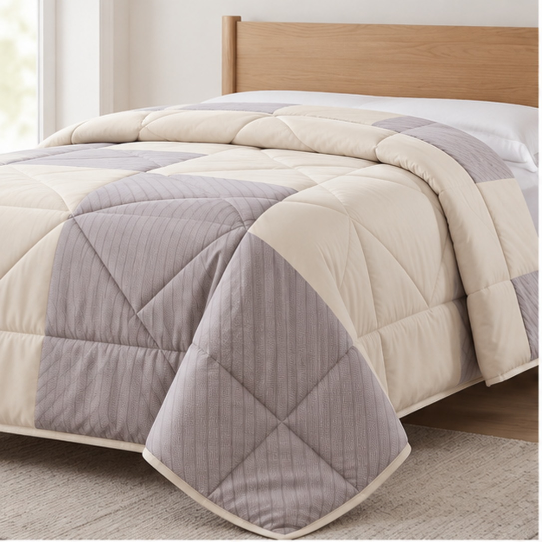 Aarniva Breathable Polyester Sandstone Geometry Comforter Set | King/Queen | 250 GSM | Ultra-Soft & Cozy | Sage Horizon | 5-Piece Set