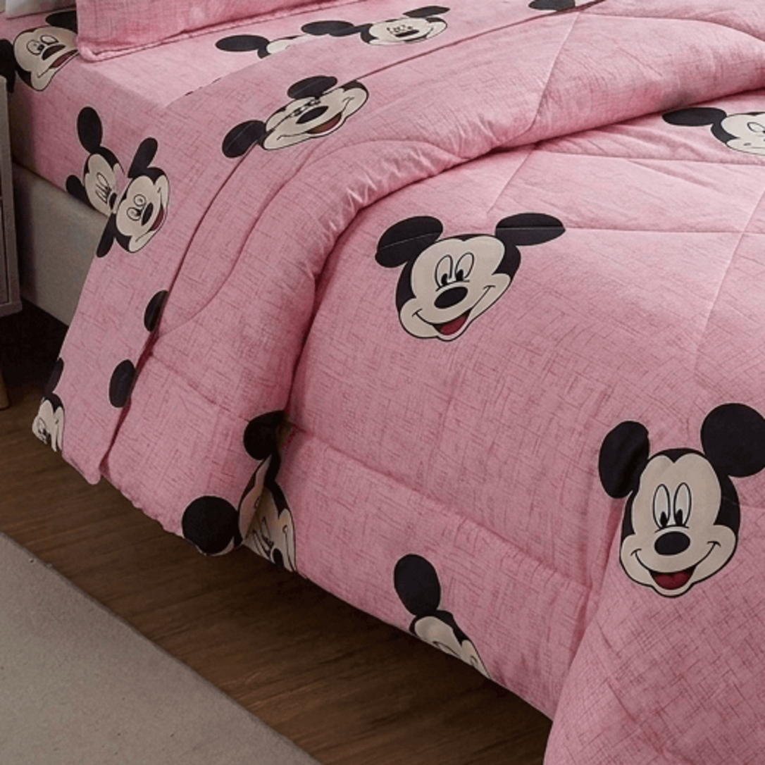 Aarniva Breathable Polyester Happy Mouse Comforter Set | King/Queen | 250 GSM | Ultra-Soft & Cozy | Blush Pink | 5-Piece Set