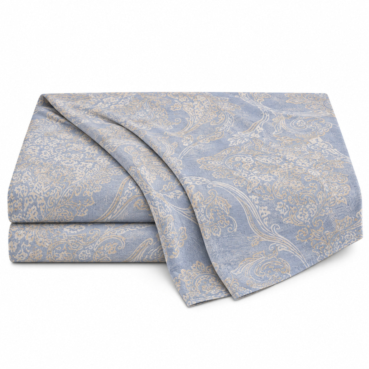 Aarniva 100% Cotton Paisley Bedsheet Set | King | Soft & Breathable | Misty Blue Paisley | 4-Piece Set