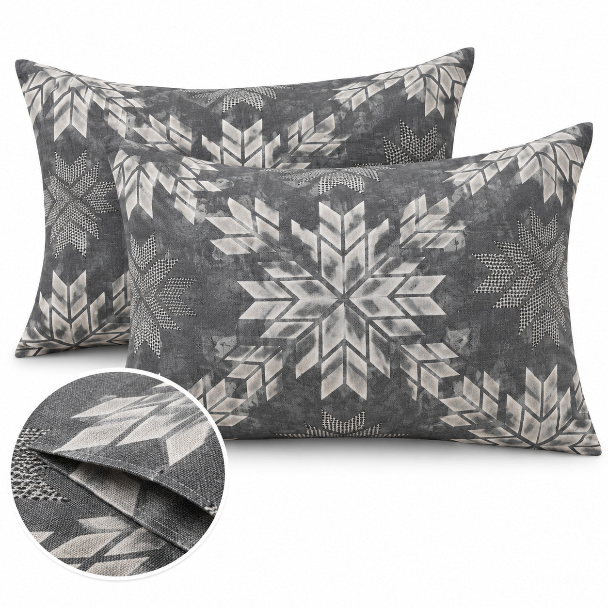 Aarniva 100% Cotton Geometric Bedsheet Set | King | Soft & Breathable | Silver Snowflake | 4-Piece Set