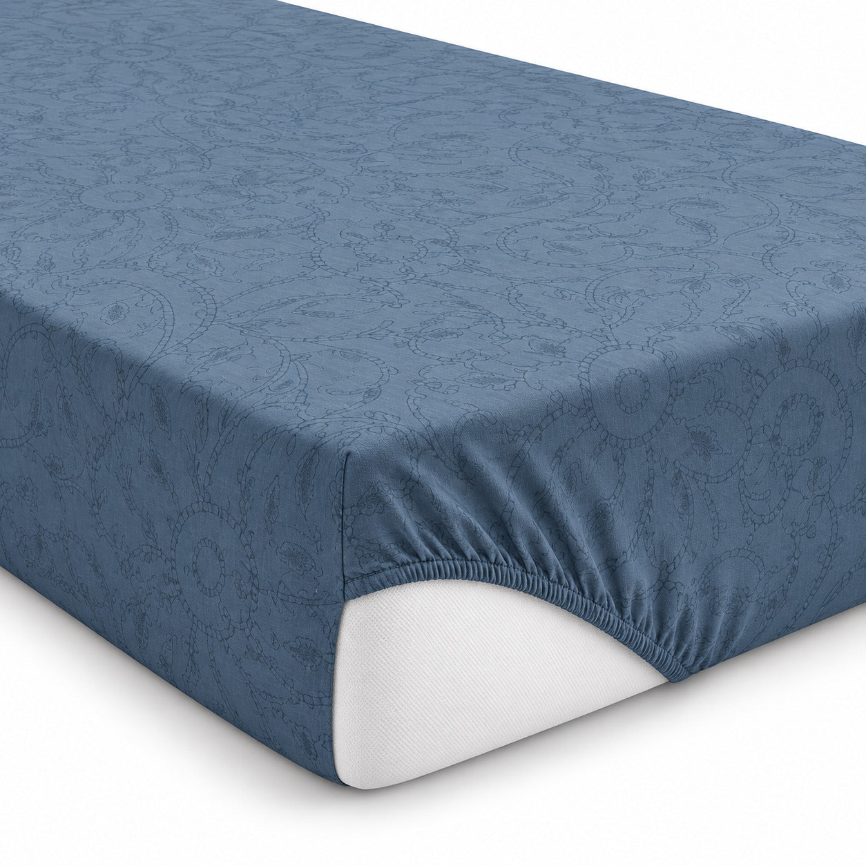 Aarniva 100% Cotton Floral Bedsheet Set | King | Soft & Breathable | Slate Blue Floral | 4-Piece Set