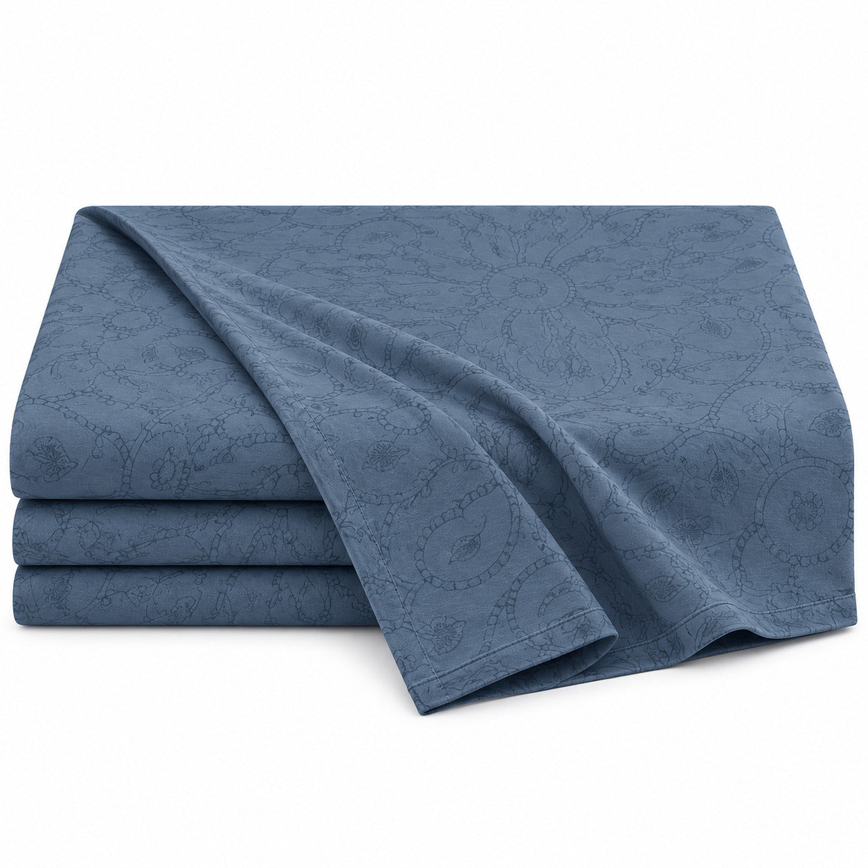 Aarniva 100% Cotton Floral Bedsheet Set | King | Soft & Breathable | Slate Blue Floral | 4-Piece Set