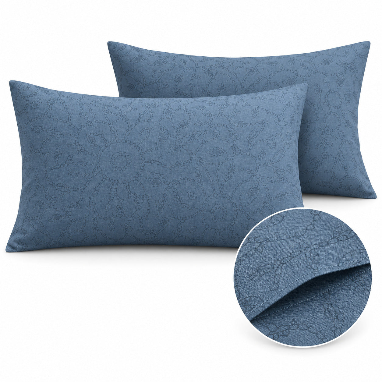 Aarniva 100% Cotton Floral Bedsheet Set | King | Soft & Breathable | Slate Blue Floral | 4-Piece Set