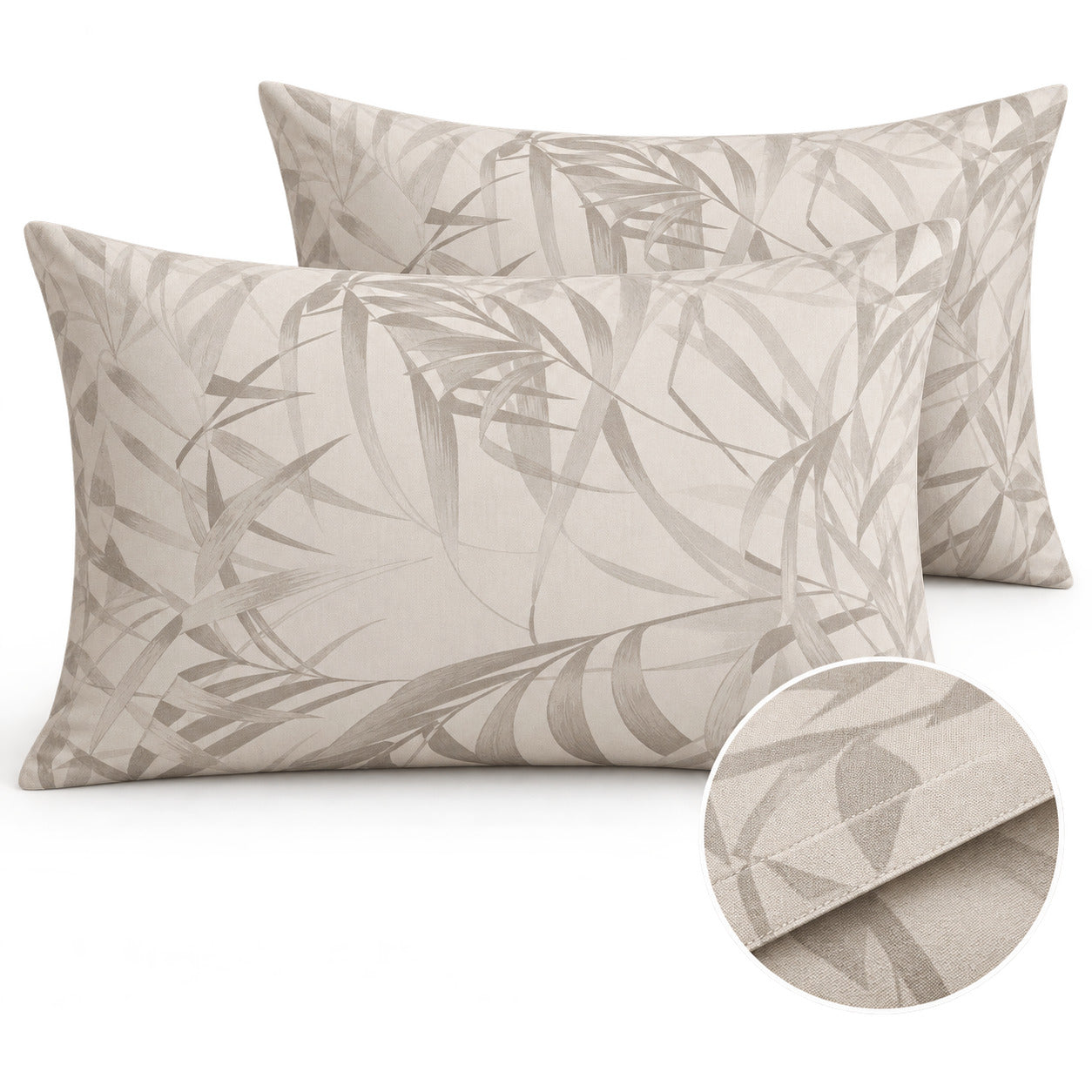 Aarniva 100% Cotton Botanical Bedsheet Set | King | Soft & Breathable | Ivory Palm Leaf | 4-Piece Set