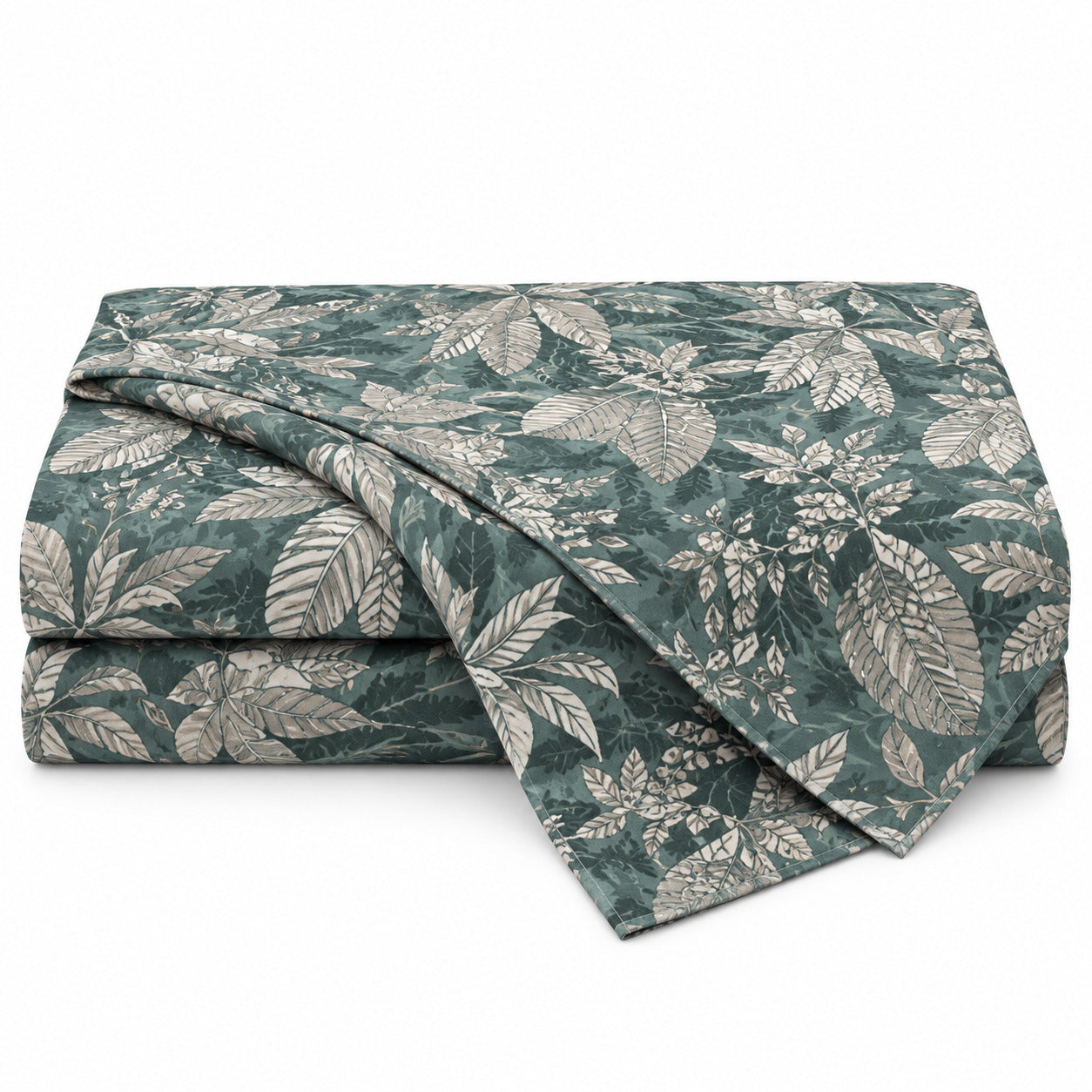 Aarniva 100% Cotton Botanical Bedsheet Set | King | Soft & Breathable | Deep Sage Foliage | 4-Piece Set