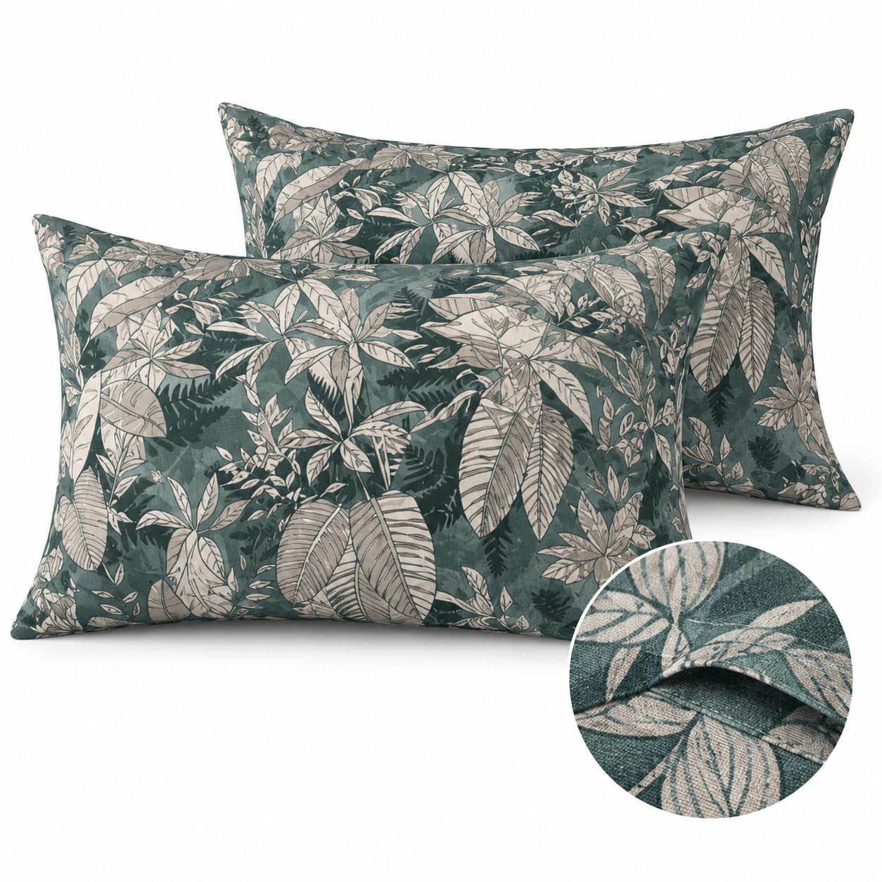 Aarniva 100% Cotton Botanical Bedsheet Set | King | Soft & Breathable | Deep Sage Foliage | 4-Piece Set