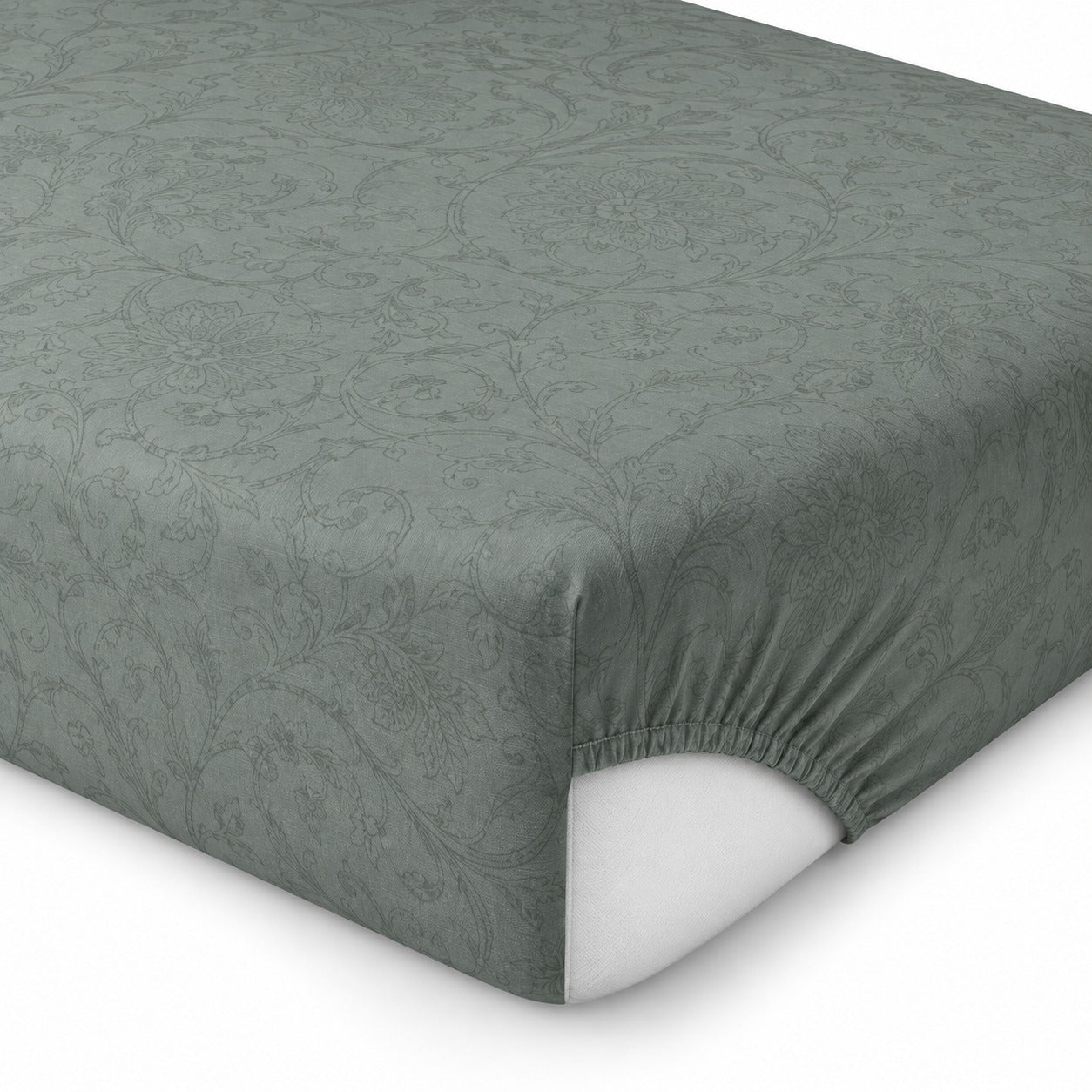 Aarniva 100% Cotton Floral Bedsheet Set | King | Soft & Breathable | Sage Floral Scroll | 4-Piece Set