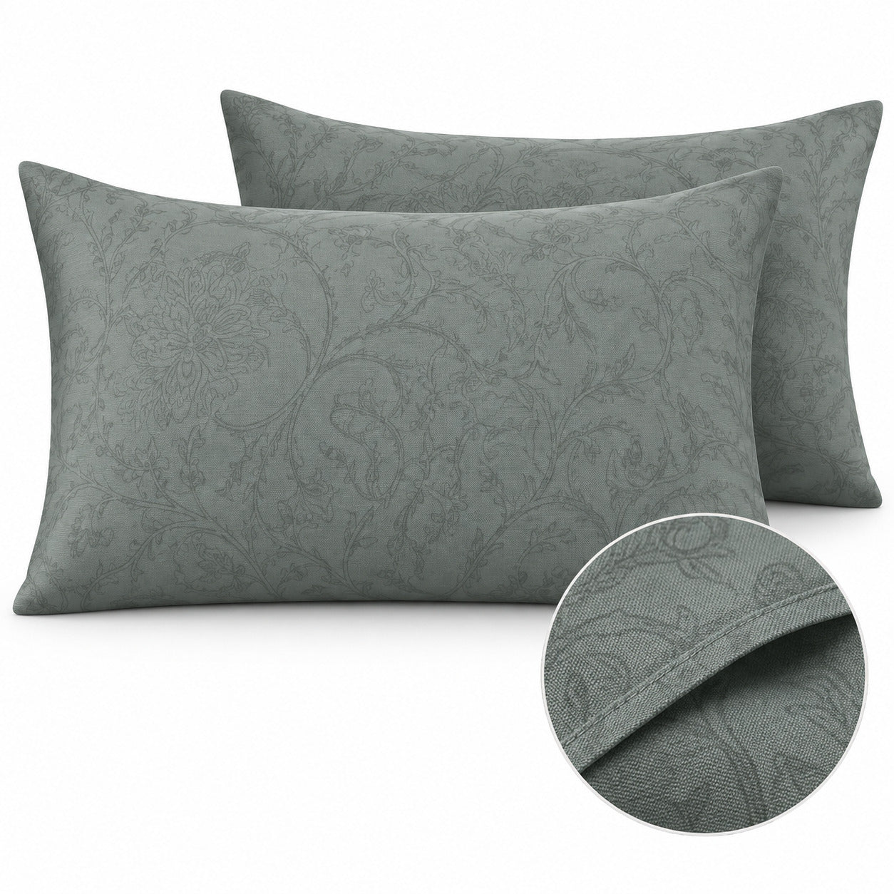 Aarniva 100% Cotton Floral Bedsheet Set | King | Soft & Breathable | Sage Floral Scroll | 4-Piece Set