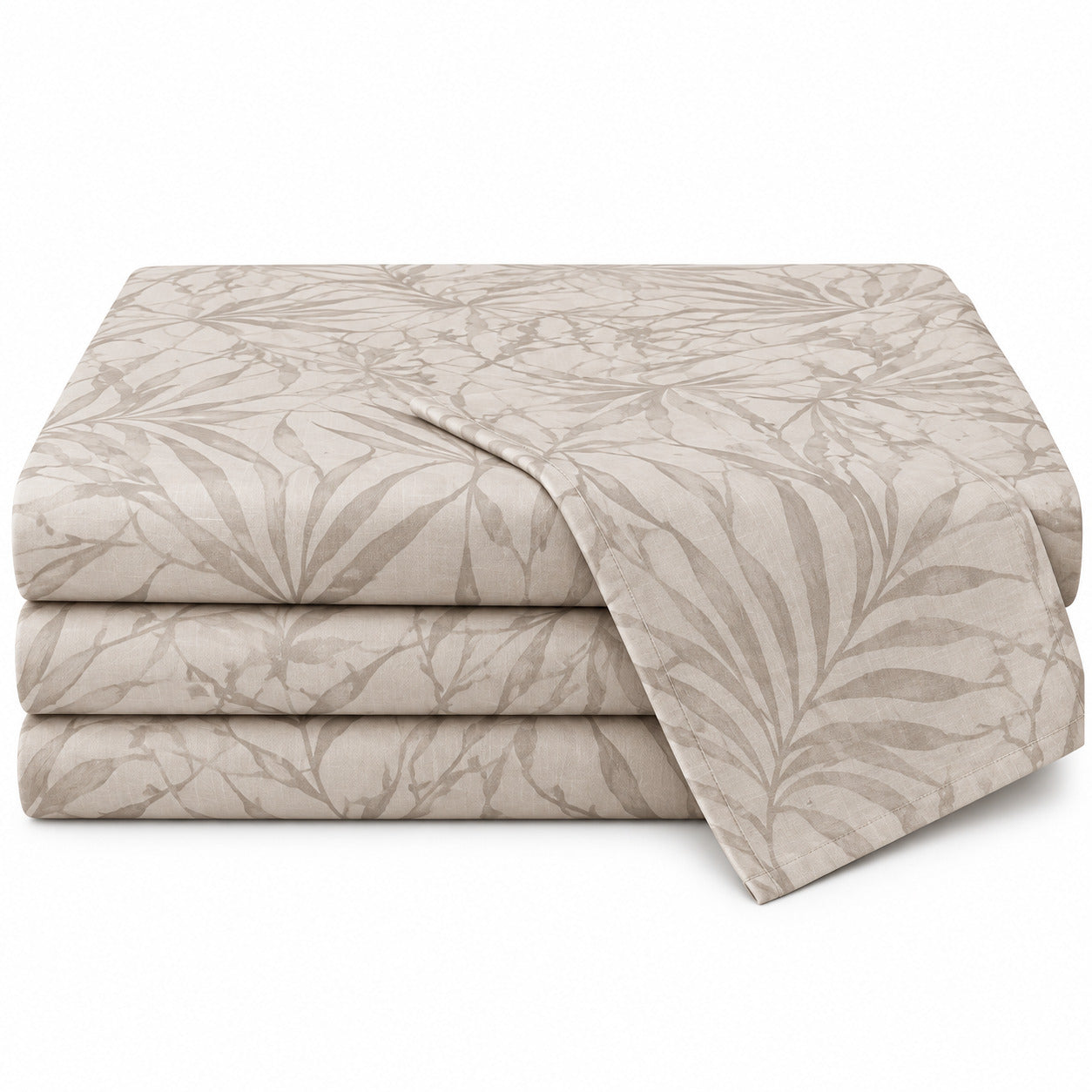 Aarniva 100% Cotton Botanical Bedsheet Set | King | Soft & Breathable | Soft Taupe Foliage | 4-Piece Set