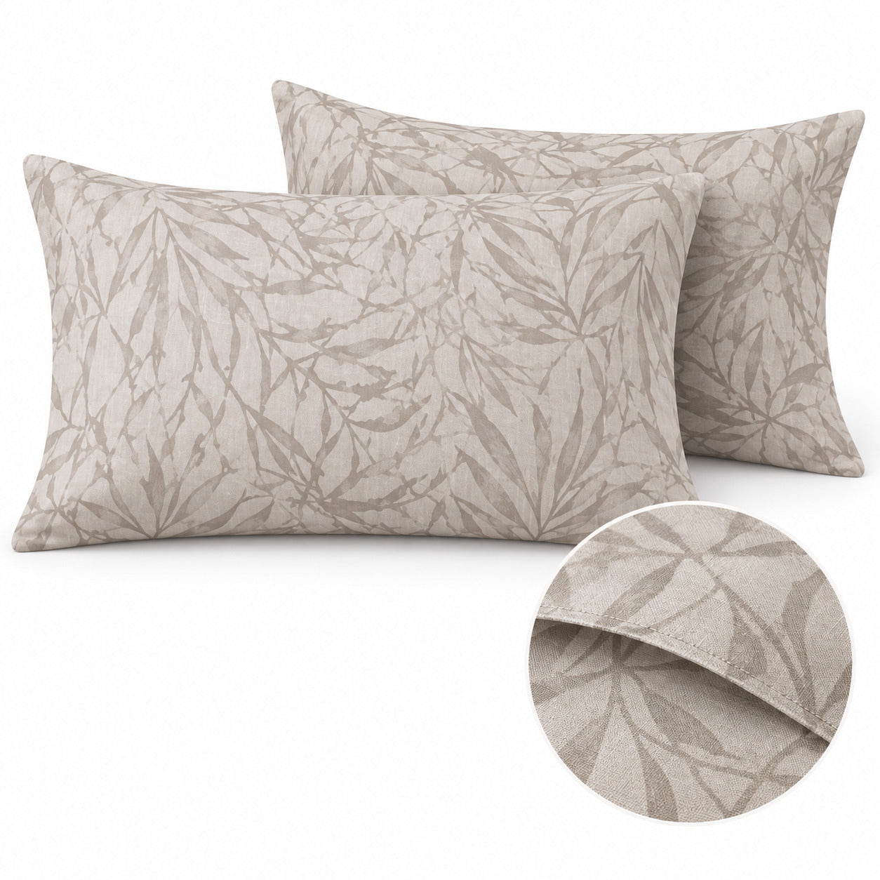 Aarniva 100% Cotton Botanical Bedsheet Set | King | Soft & Breathable | Soft Taupe Foliage | 4-Piece Set