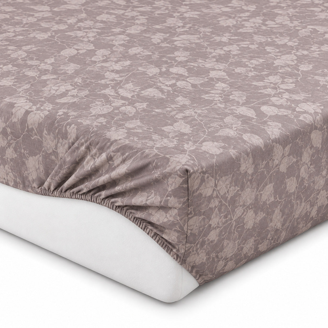 Aarniva 100% Cotton Botanical Bedsheet Set | King | Soft & Breathable | Dusty Mauve Foliage | 4-Piece Set
