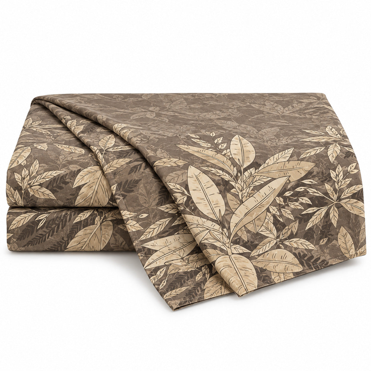 Aarniva 100% Cotton Botanical Bedsheet Set | King | Soft & Breathable | Mocha Botanical Border | 4-Piece Set
