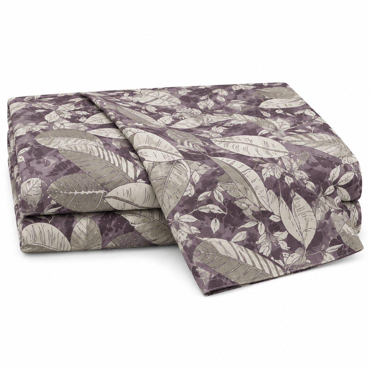 Aarniva 100% Cotton Botanical Bedsheet Set | King | Soft & Breathable | Dusty Plum Foliage | 4-Piece Set
