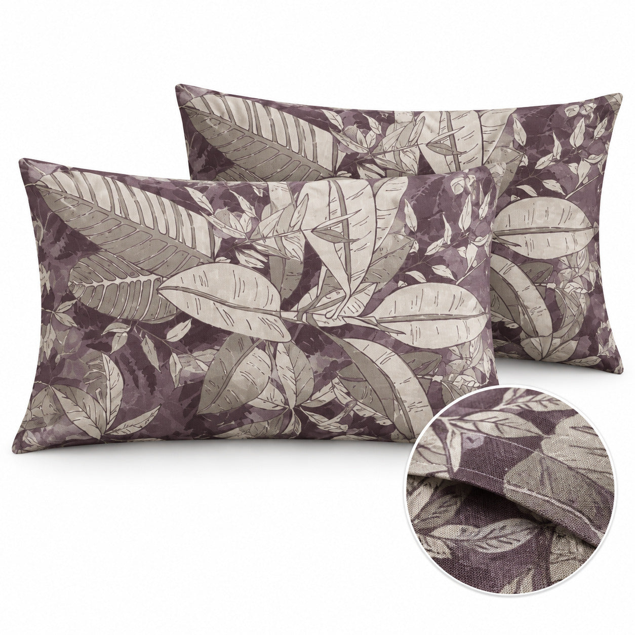 Aarniva 100% Cotton Botanical Bedsheet Set | King | Soft & Breathable | Dusty Plum Foliage | 4-Piece Set