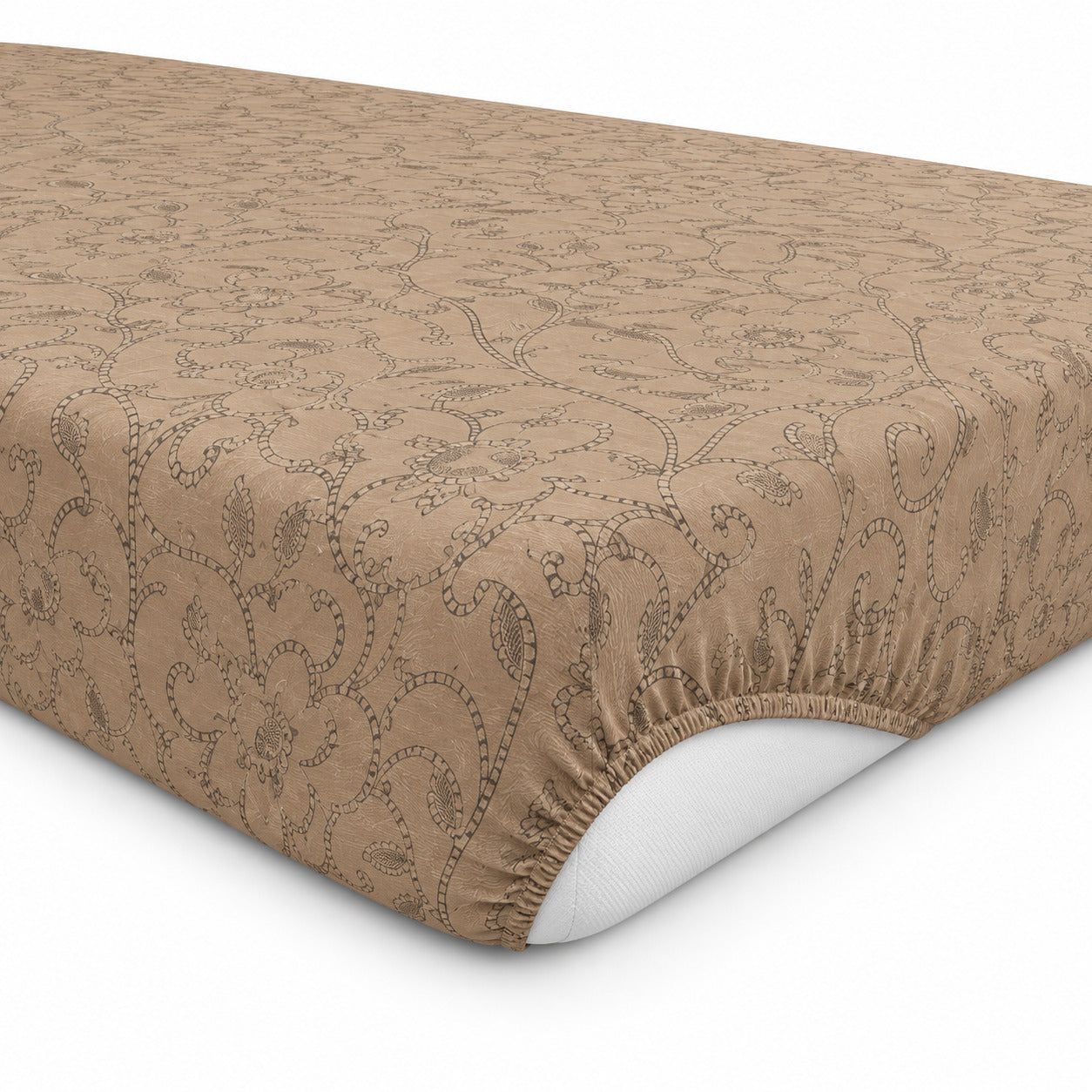 Aarniva 100% Cotton Floral Bedsheet Set | King | Soft & Breathable | Warm Sand Floral Vine | 4-Piece Set