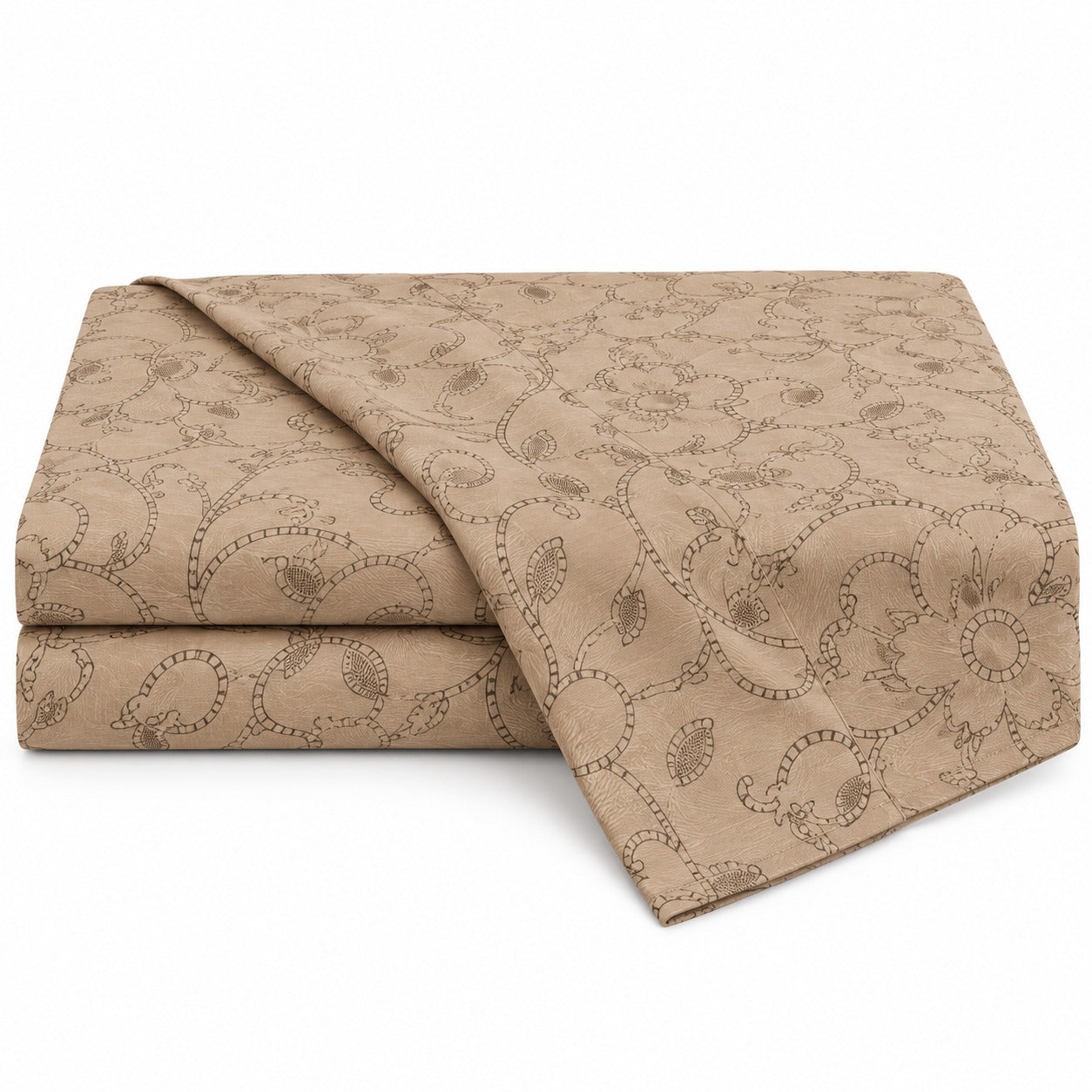 Aarniva 100% Cotton Floral Bedsheet Set | King | Soft & Breathable | Warm Sand Floral Vine | 4-Piece Set