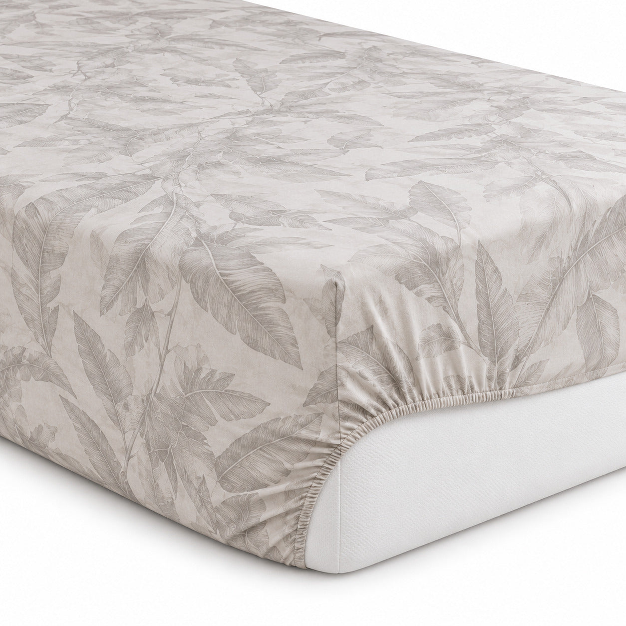 Aarniva 100% Cotton Botanical Bedsheet Set | King | Soft & Breathable | Misty Leaf Ivory | 4-Piece Set