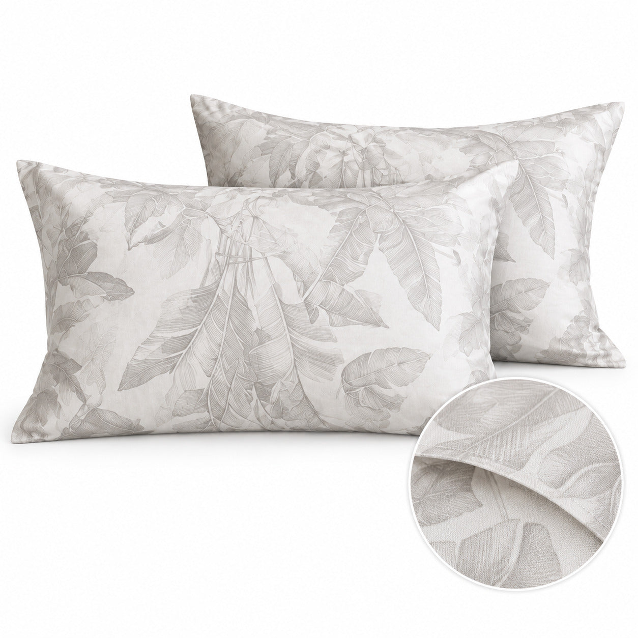 Aarniva 100% Cotton Botanical Bedsheet Set | King | Soft & Breathable | Misty Leaf Ivory | 4-Piece Set