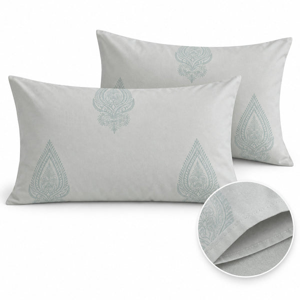 Aarniva 100% Cotton Paisley Bedsheet Set | King | Soft & Breathable | Misty Aqua Paisley | 4-Piece Set