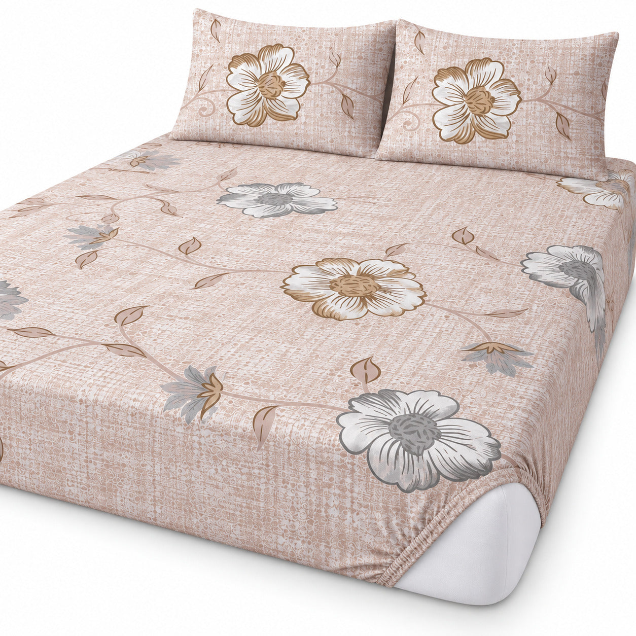 Aarniva 100% Cotton Floral Bedsheet Set | King | Soft & Breathable | Blush Meadow Floral | 4-Piece Set