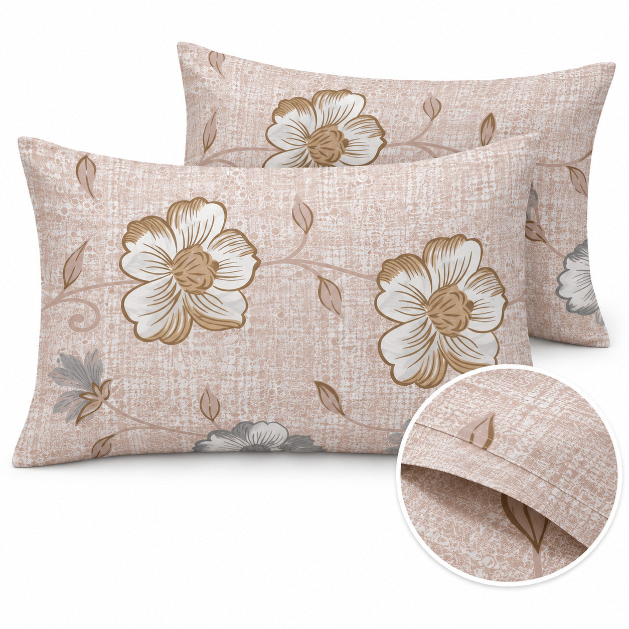 Aarniva 100% Cotton Floral Bedsheet Set | King | Soft & Breathable | Blush Meadow Floral | 4-Piece Set