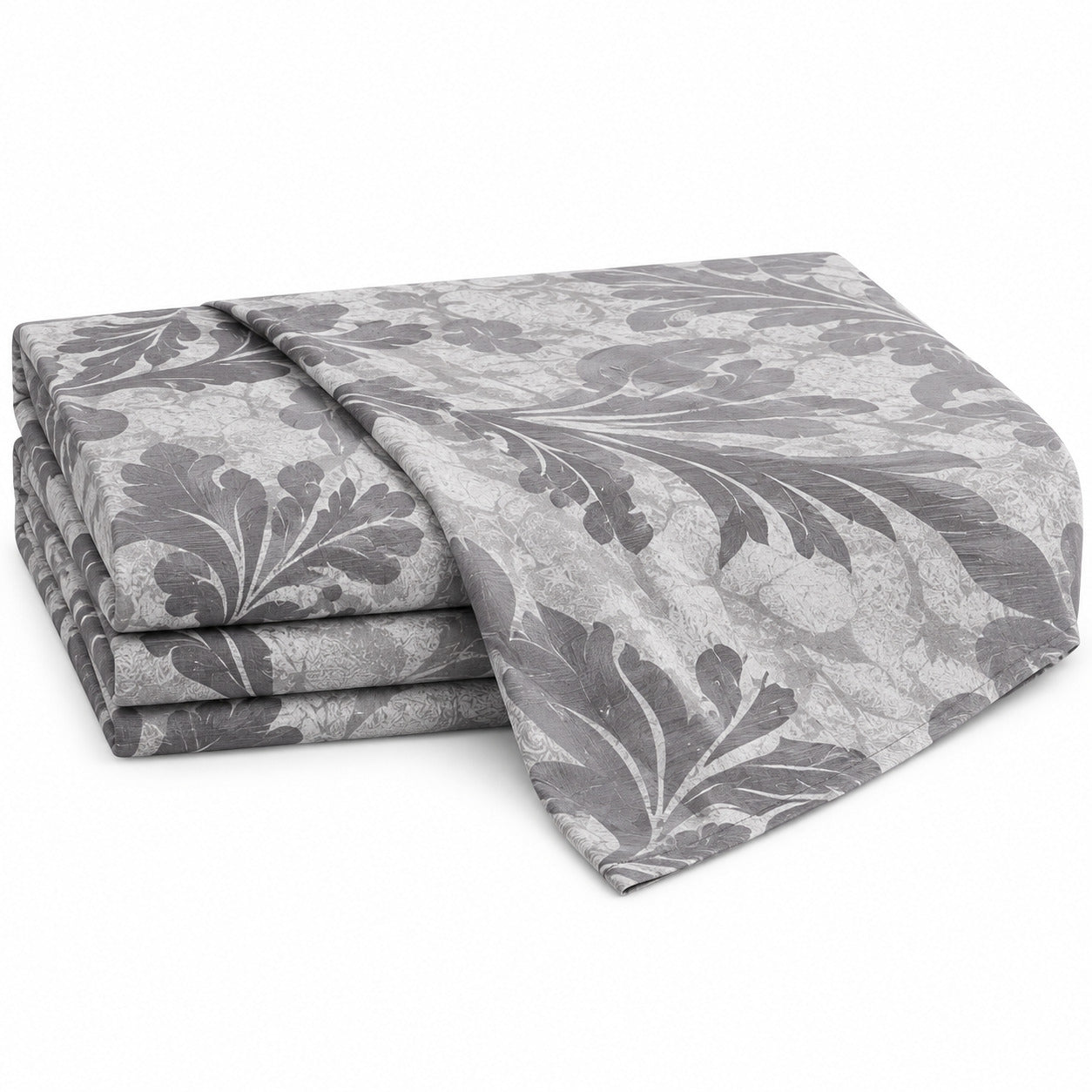 Aarniva 100% Cotton Botanical Bedsheet Set | King | Soft & Breathable | Silver Botanical Scroll | 4-Piece Set
