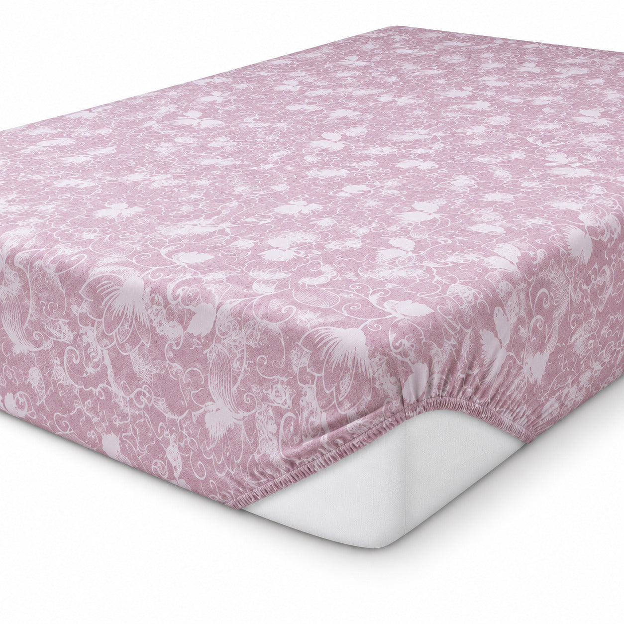 Aarniva 100% Cotton Floral Bedsheet Set | King | Soft & Breathable | Dusty Rose Floral Vine | 4-Piece Set