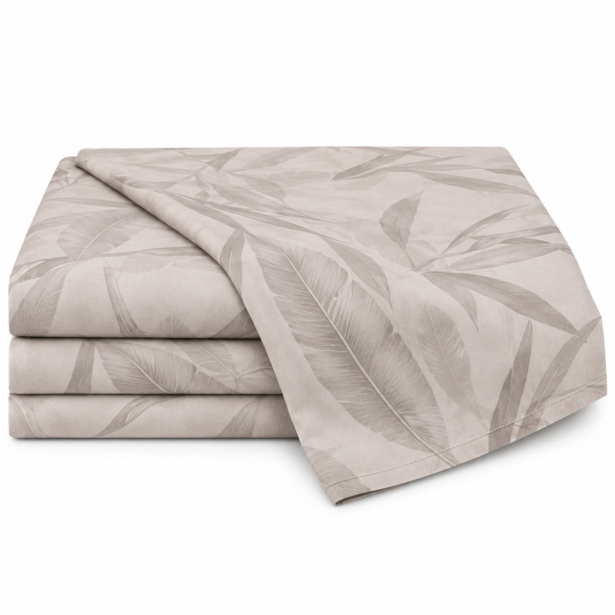 Aarniva 100% Cotton Botanical Bedsheet Set | King | Soft & Breathable | Ivory Taupe Botanical Leaf | 4-Piece Set