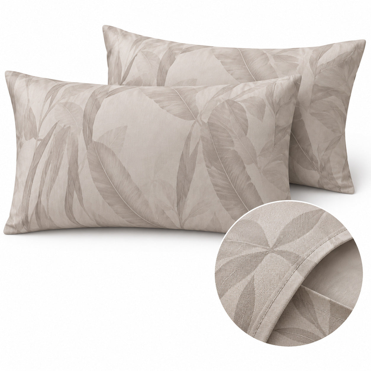Aarniva 100% Cotton Botanical Bedsheet Set | King | Soft & Breathable | Ivory Taupe Botanical Leaf | 4-Piece Set