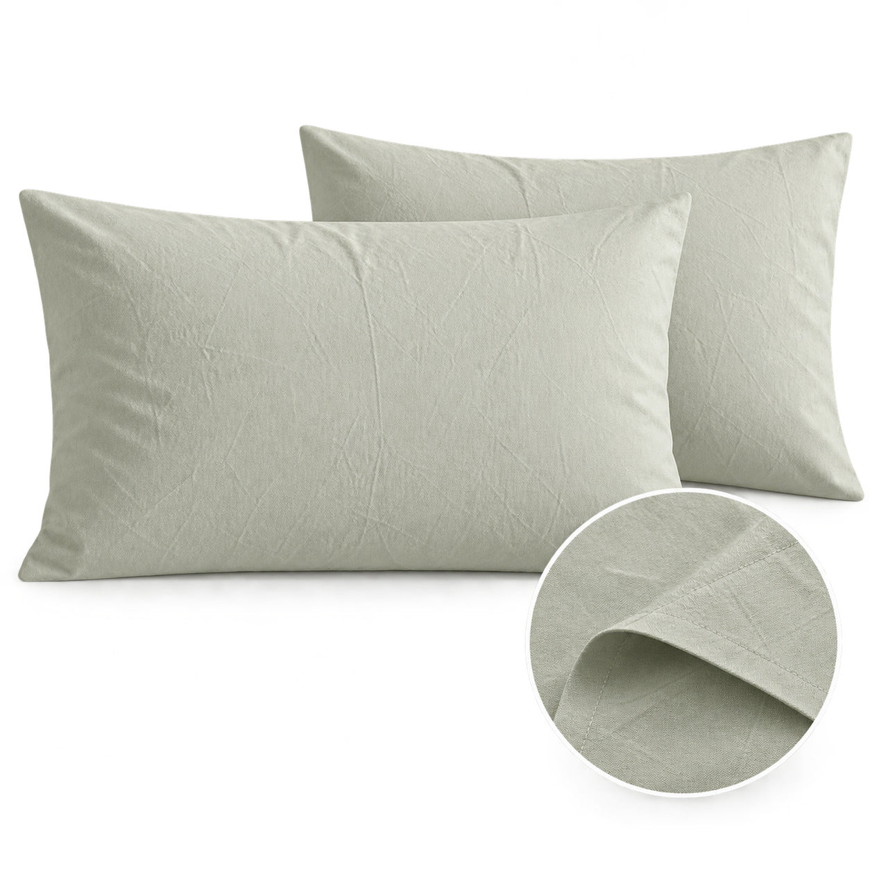 Aarniva 100% Cotton Solid Bedsheet Set | King/Queen | Soft & Breathable | Misty Sage | 6-Piece Set