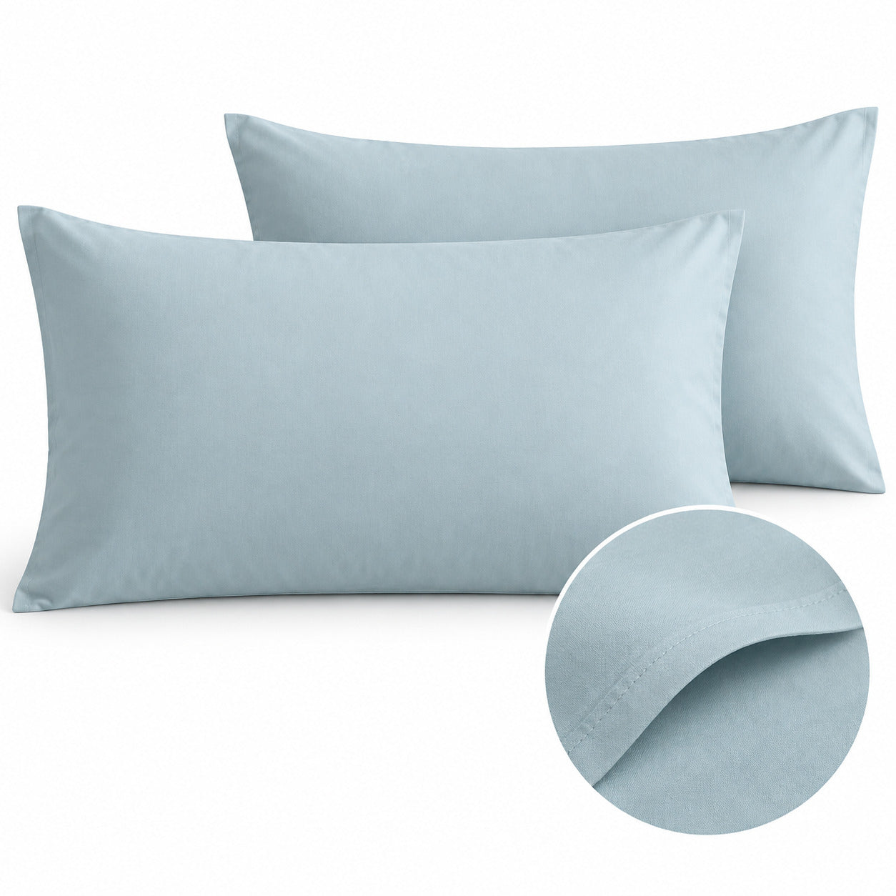 Aarniva 100% Cotton Solid Bedsheet Set | King/Queen | Soft & Breathable | Powder Blue | 6-Piece Set