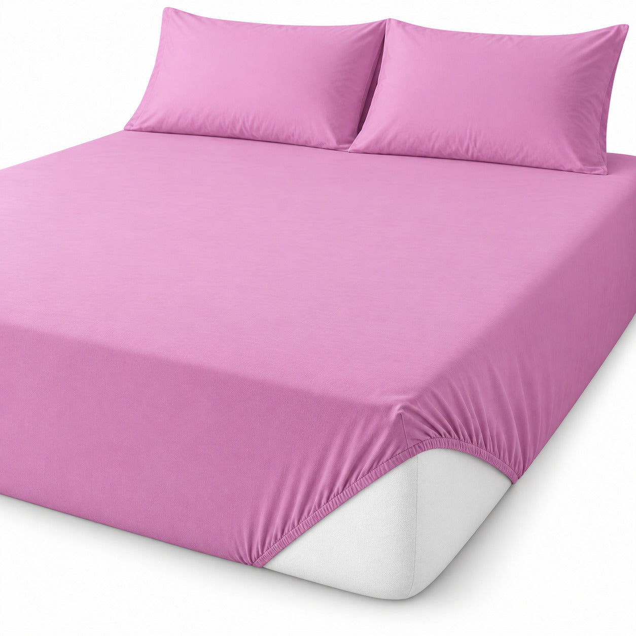 Aarniva 100% Cotton Solid Bedsheet Set | King/Queen | Soft & Breathable | Orchid Pink | 6-Piece Set
