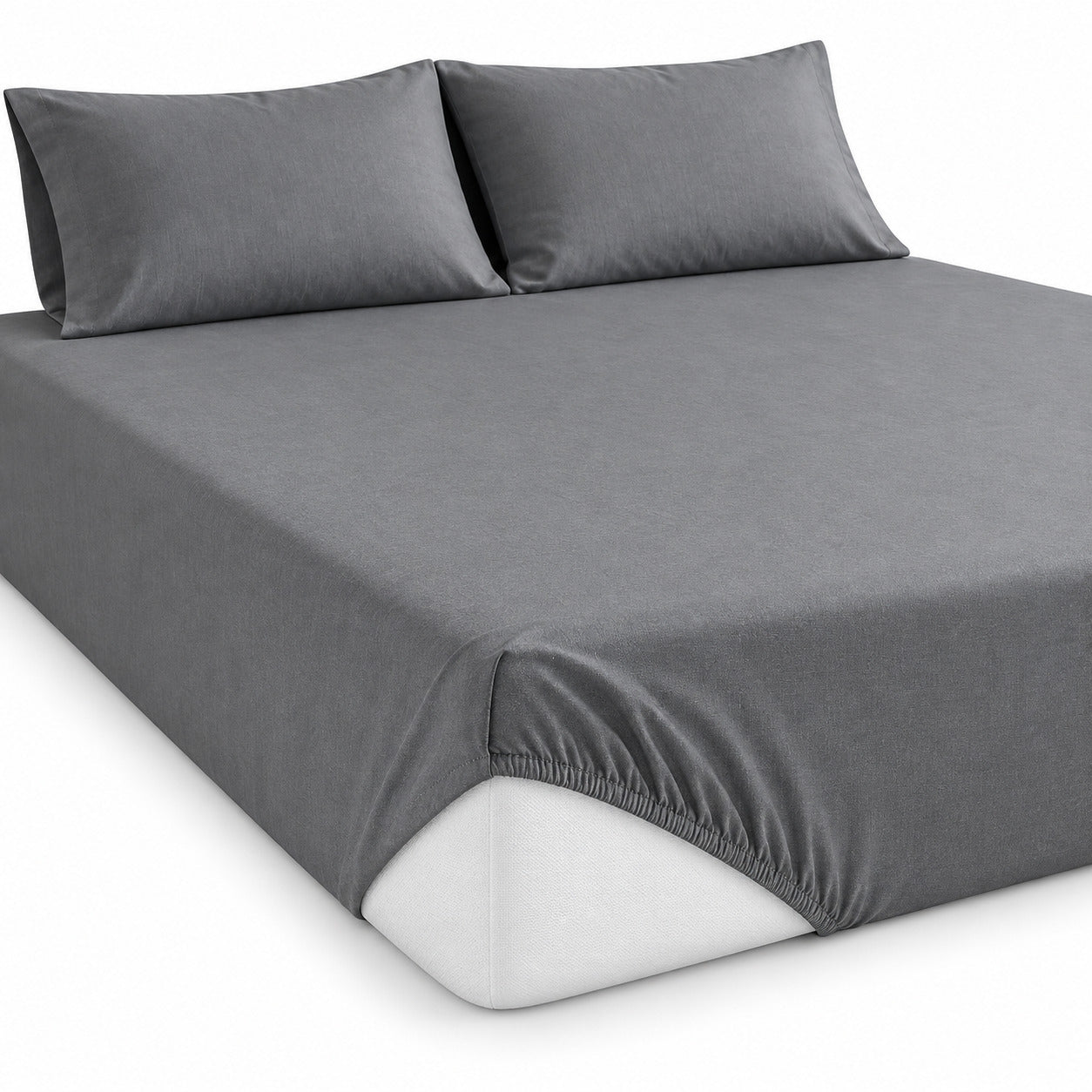 Aarniva 100% Cotton Solid Bedsheet Set | King/Queen | Soft & Breathable | Charcoal Grey | 6-Piece Set