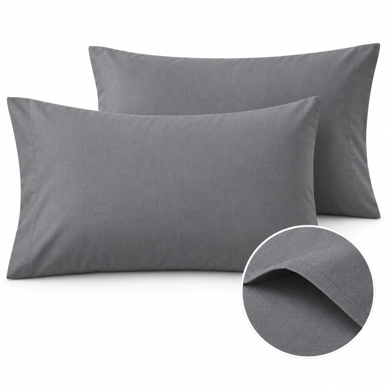 Aarniva 100% Cotton Solid Bedsheet Set | King/Queen | Soft & Breathable | Charcoal Grey | 6-Piece Set