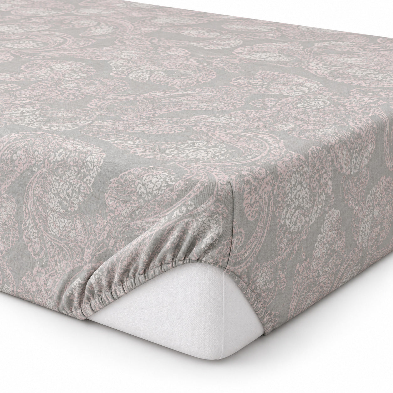 Aarniva 100% Cotton Paisley Bedsheet Set | King | Soft & Breathable | Silver Blush Paisley | 4-Piece Set