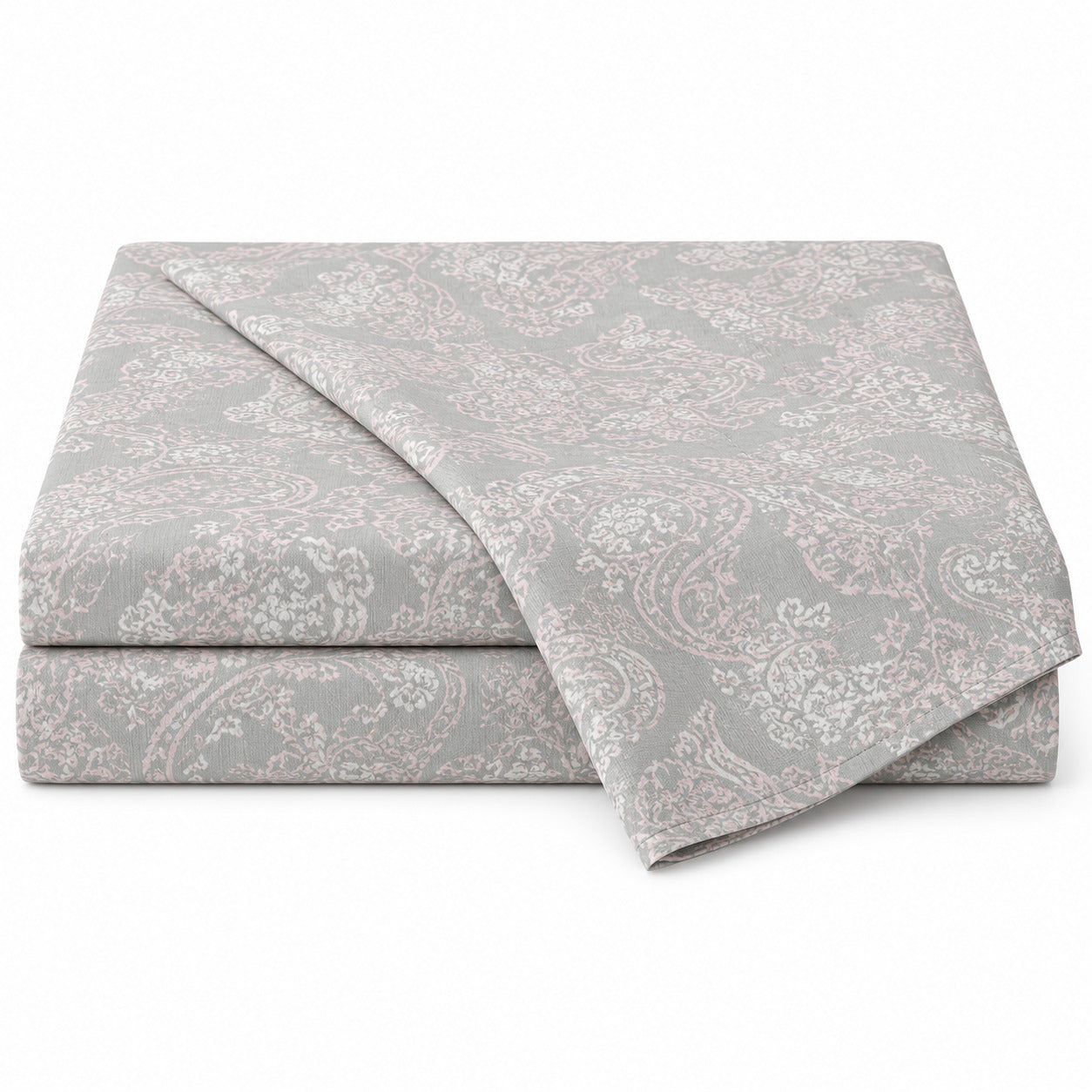 Aarniva 100% Cotton Paisley Bedsheet Set | King | Soft & Breathable | Silver Blush Paisley | 4-Piece Set