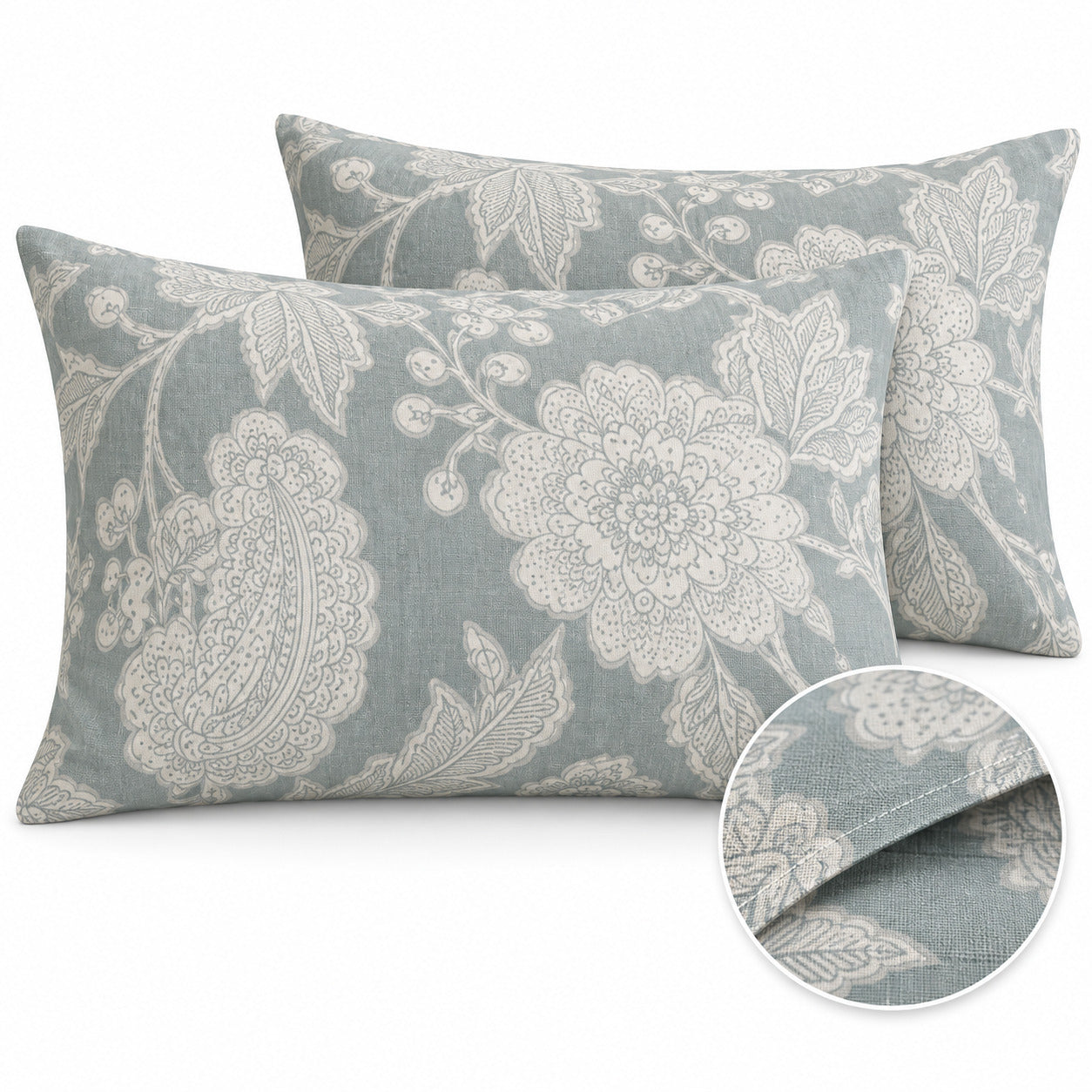 Aarniva 100% Cotton Paisley Floral Bedsheet Set | King | Soft & Breathable | Misty Sage Paisley | 200 TC | 4-Piece Set